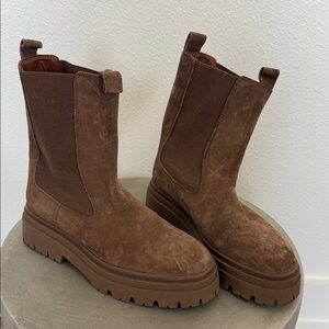 Zara Chocolate Brown Suede Boots